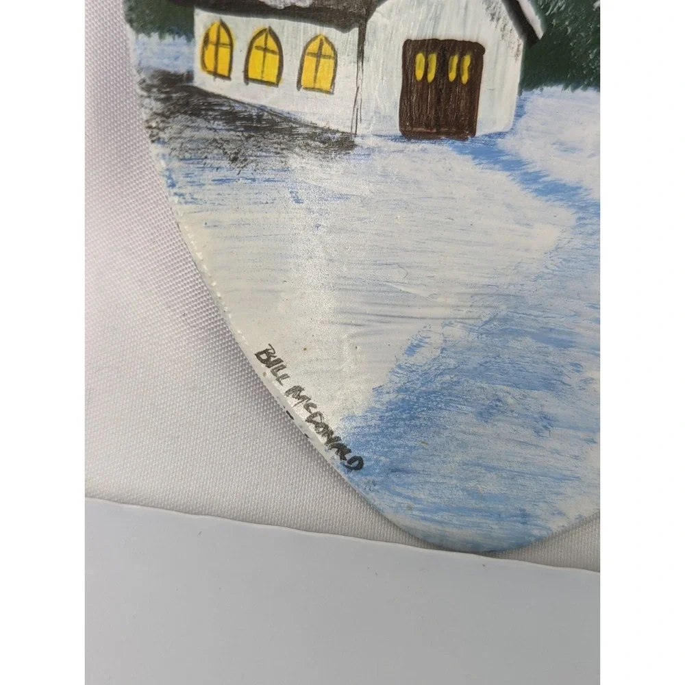 Metal Blue Spoon Painted Winter Scene 12 Inch Bill McDonald‎